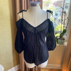 Tie Shoulder Cotton Blouse